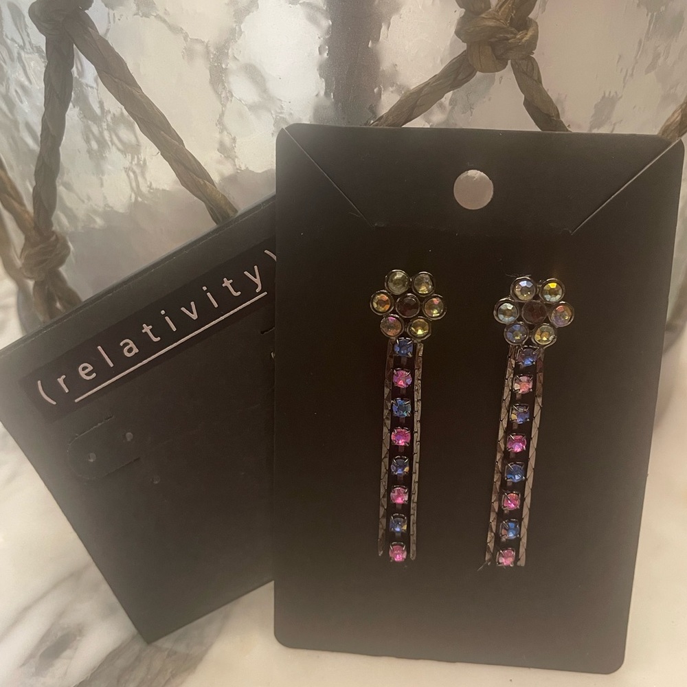 Relativity Flower Drop Stud Earrings-BRAND NEW!
